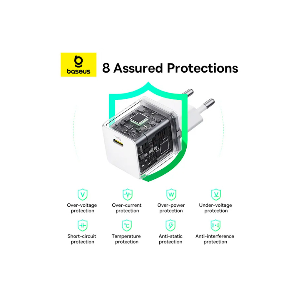 Зарядний пристрій Baseus Palm Fast Charger 1C 20W + Cable 1.0m Type-C 60W white (P10111602213-01) - зображення 7