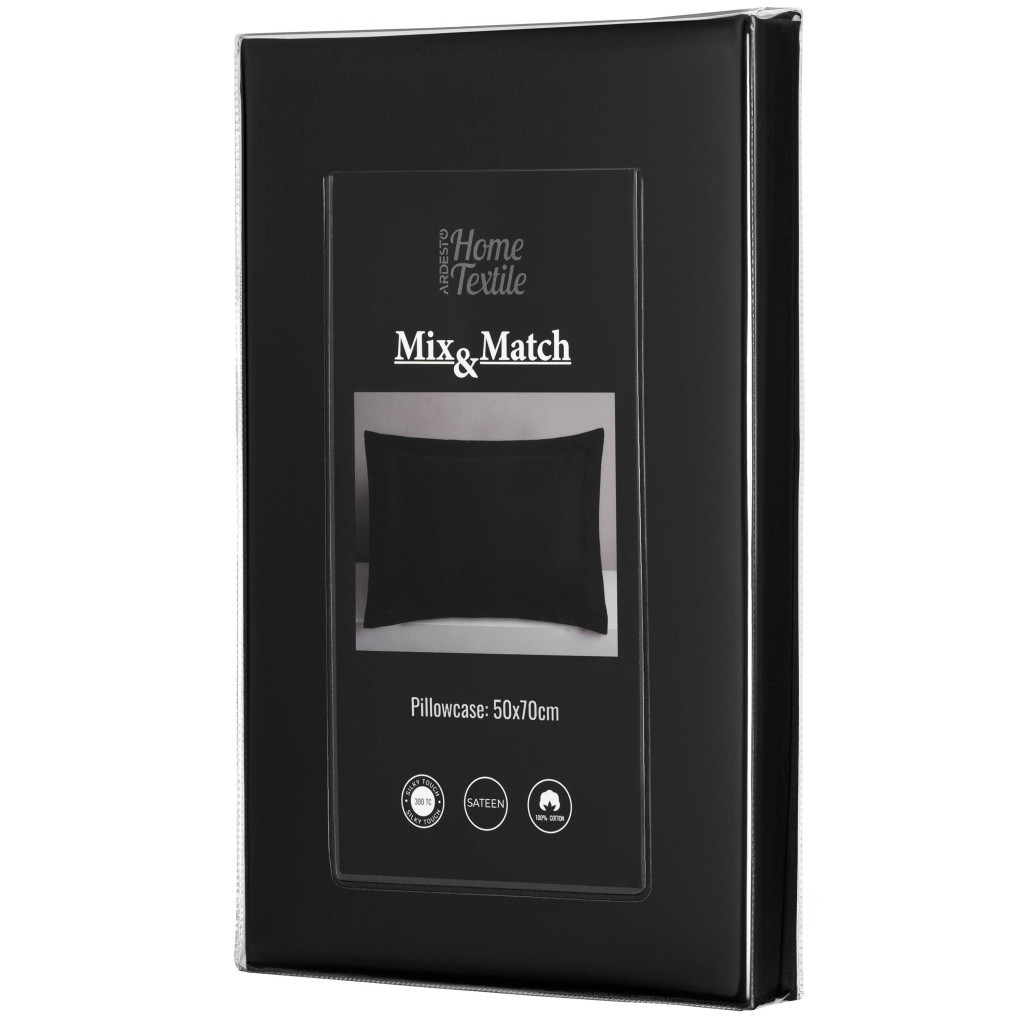 Наволочка Ardesto Mix&Match Premium 50х70+5см 100% бавовна, сатин чорний (ART5070PCL) - зображення 12