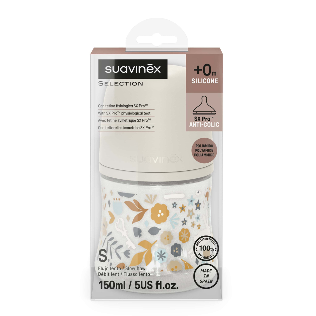 Пляшечка для годування Suavinex Wonderland 150 мл, фізіологічна, повільний потік, біла (308741) - изображение 3