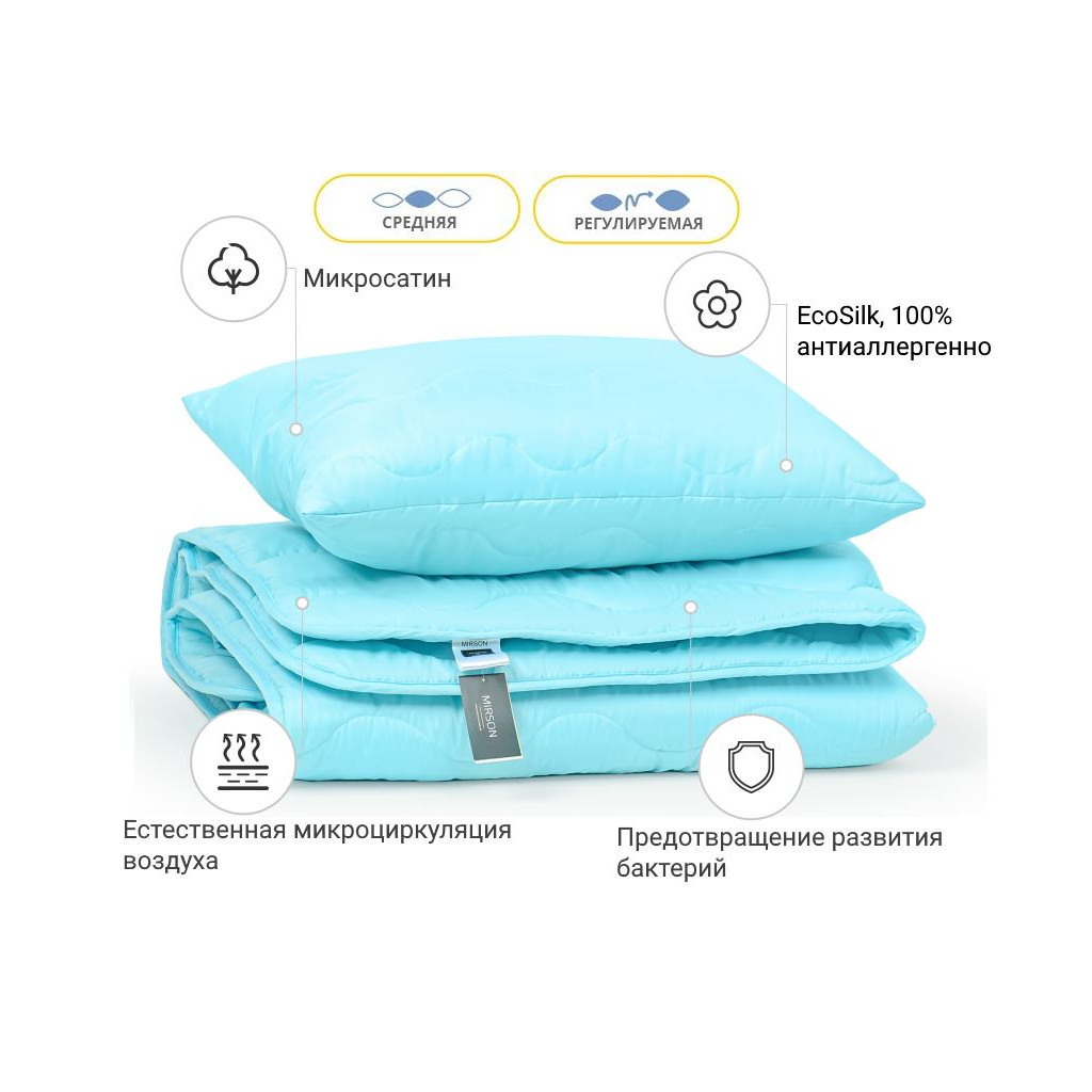 Ковдра MirSon Набір EcoSilk №1658 Eco Light Blue Ковдра 220х240 + подушка (2200002655064) - зображення 2