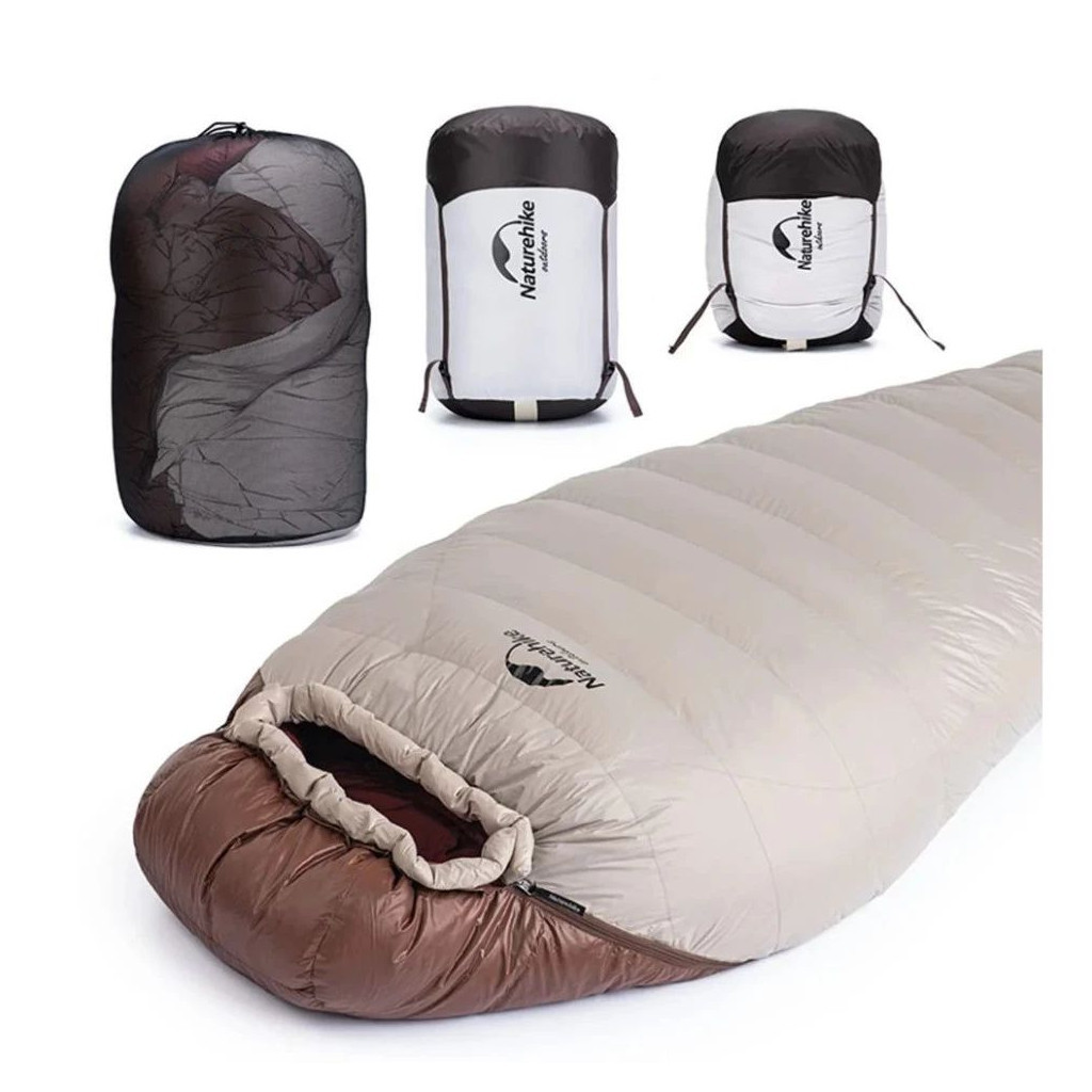 Спальний мішок Naturehike з натуральним пухом Snowbird NH20YD001 p-р M коричневий 350 г (6927595762127) - зображення 5