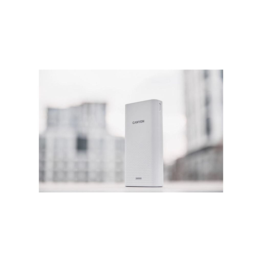 Батарея універсальна Canyon 20000mAh, Input 5V/2A, Output 5V/2.1A(Max), White (CNE-CPB2001W) - зображення 6