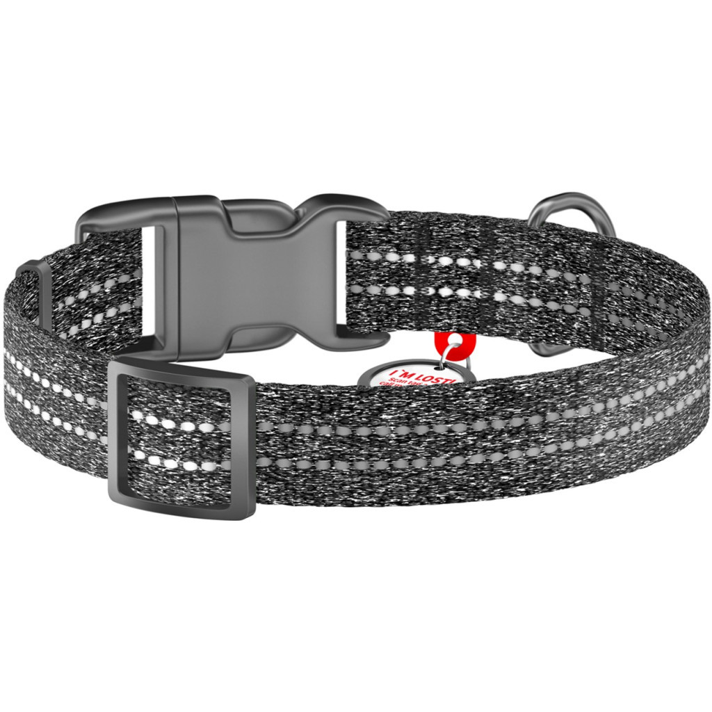 Нашийник для тварин WAUDOG Re-cotton з QR паспортом світловідбивний Ш 15 мм Д 25-35 см сірий (028611) - зображення 2