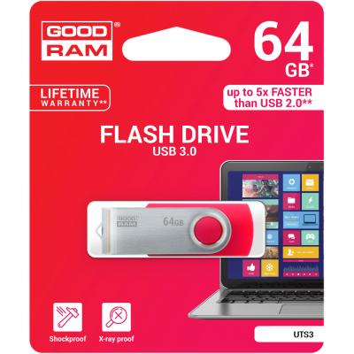 USB флеш накопичувач Goodram 64GB UTS3 Twister Red USB 3.0 (UTS3-0640R0R11) - зображення 3