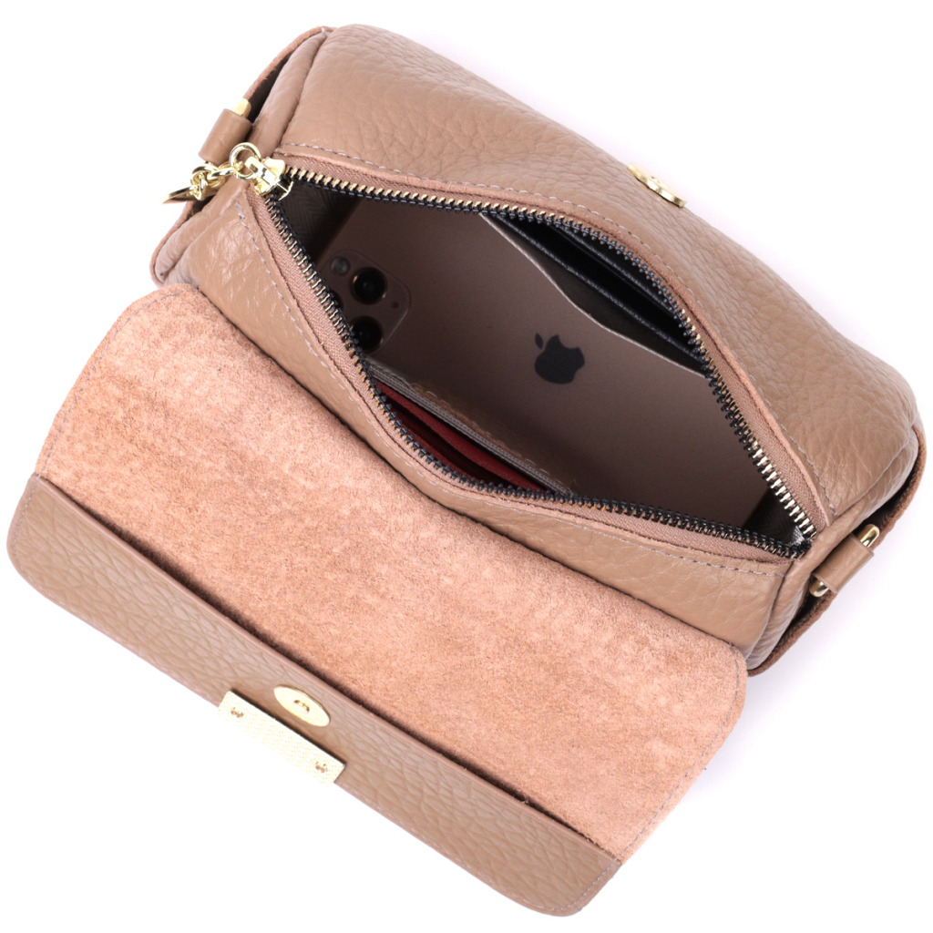 Сумка Vintage Шкіряна жіноча з плечовою лямкою Бежева (22403) - зображення 8