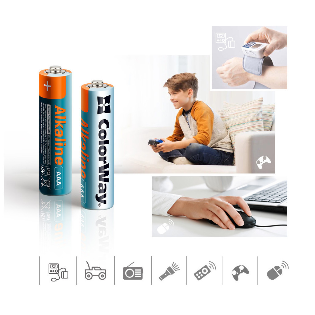 Батарейка ColorWay AAA LR6 Alkaline Power (лужні) * 40 colour box (CW-BALR03-40CB) - зображення 3