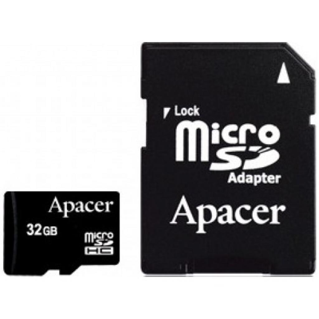 Карта пам'яті Apacer 32Gb microSDHC Class4 w/ 1 Adapter RP (AP32GMCSH4-R) - зображення 1