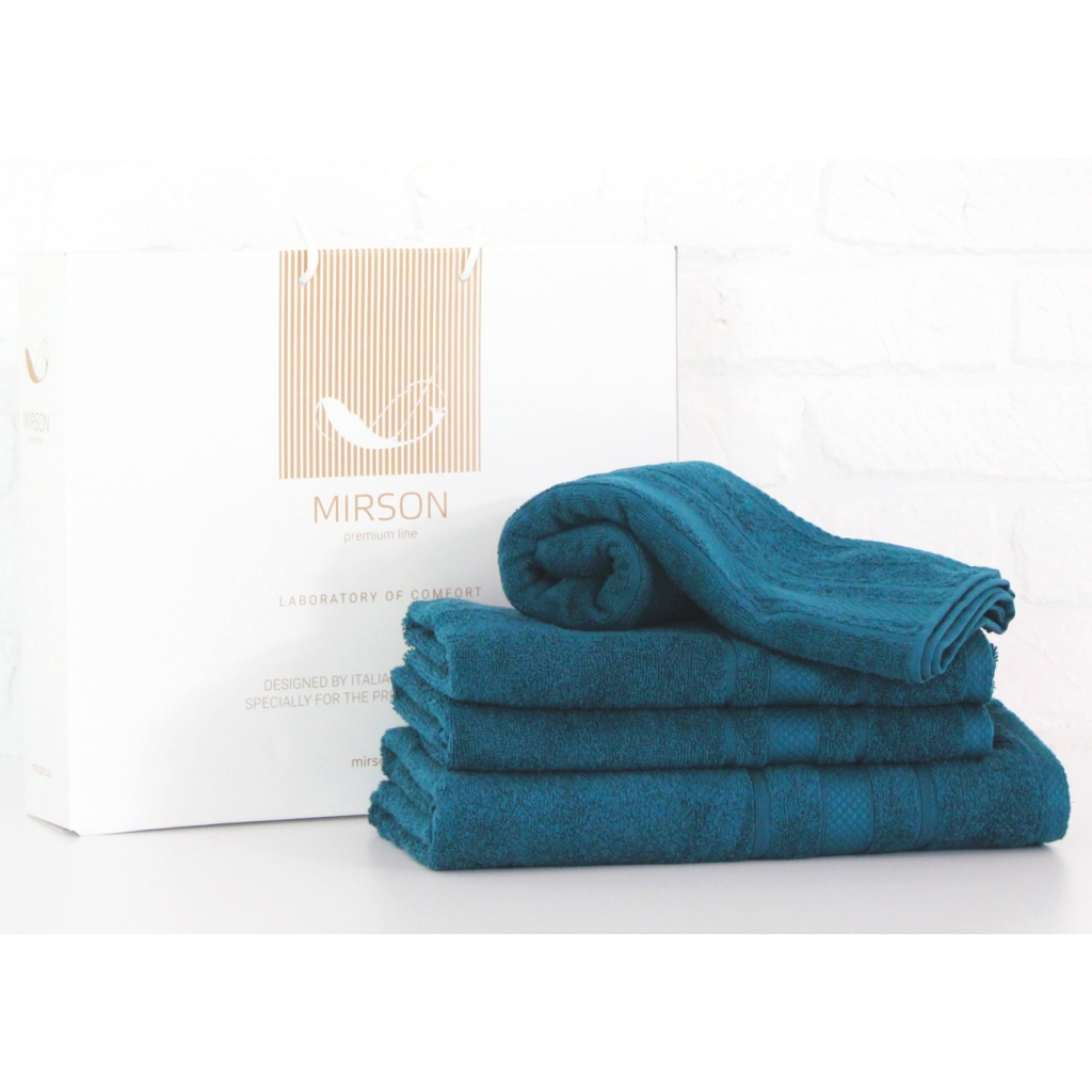 Рушник MirSon набір банних 5074 Elite SoftNess Darkemerald 40х70, 50х90, 70x140, 100x150 (2200003975666) - зображення 1
