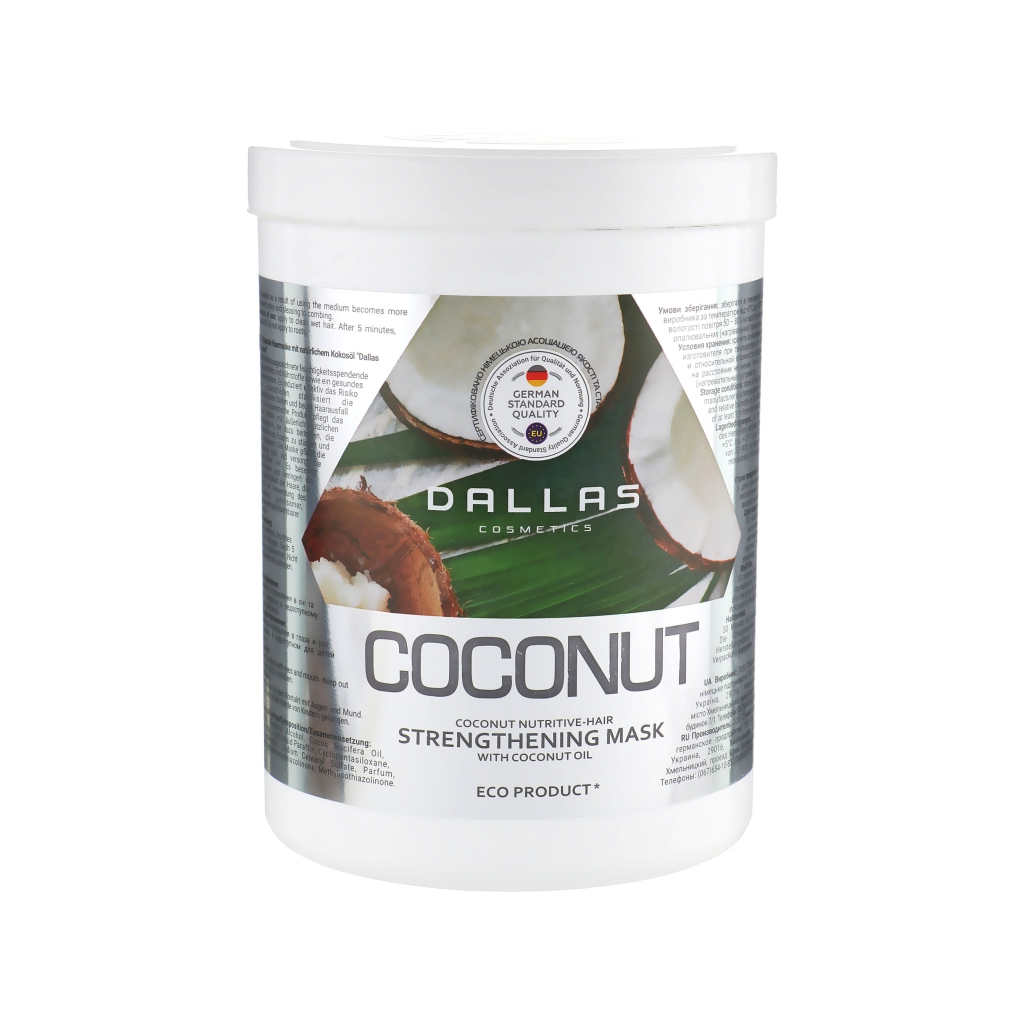 Маска для волосся Dalas Coconut Зміцнююча для блиску волосся з натуральною кокосовою олією 1000 мл (4260637723208) - изображение 1
