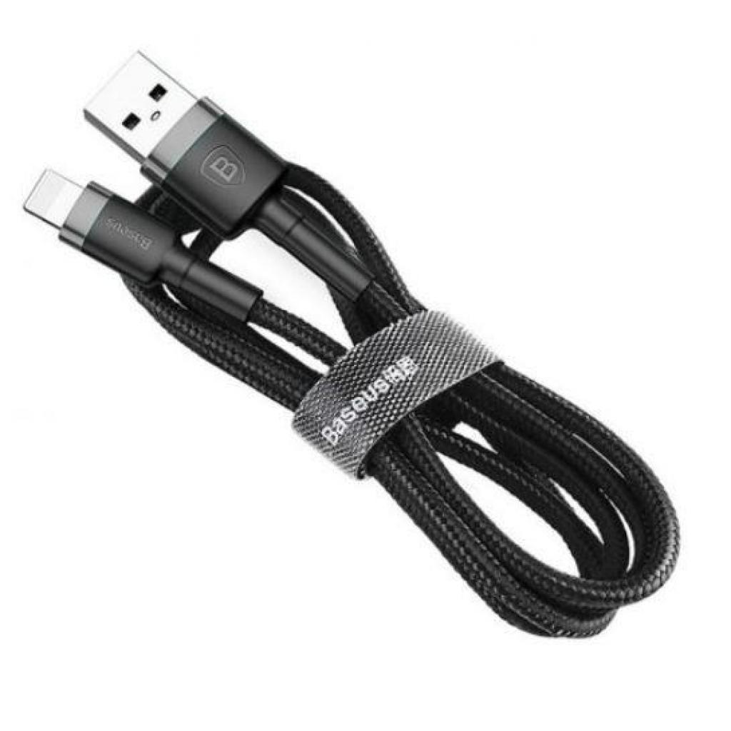 Дата кабель USB 2.0 AM to Lightning 0.5m Cafule 2.4A grey+black Baseus (CALKLF-AG1) - зображення 1