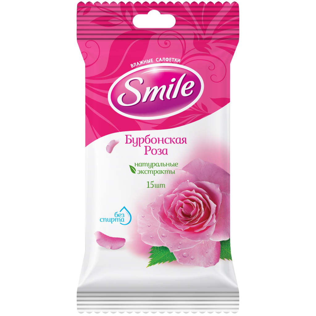 Вологі серветки Smile Daily Бурбонська троянда 15 шт. (4820048482219) - зображення 1