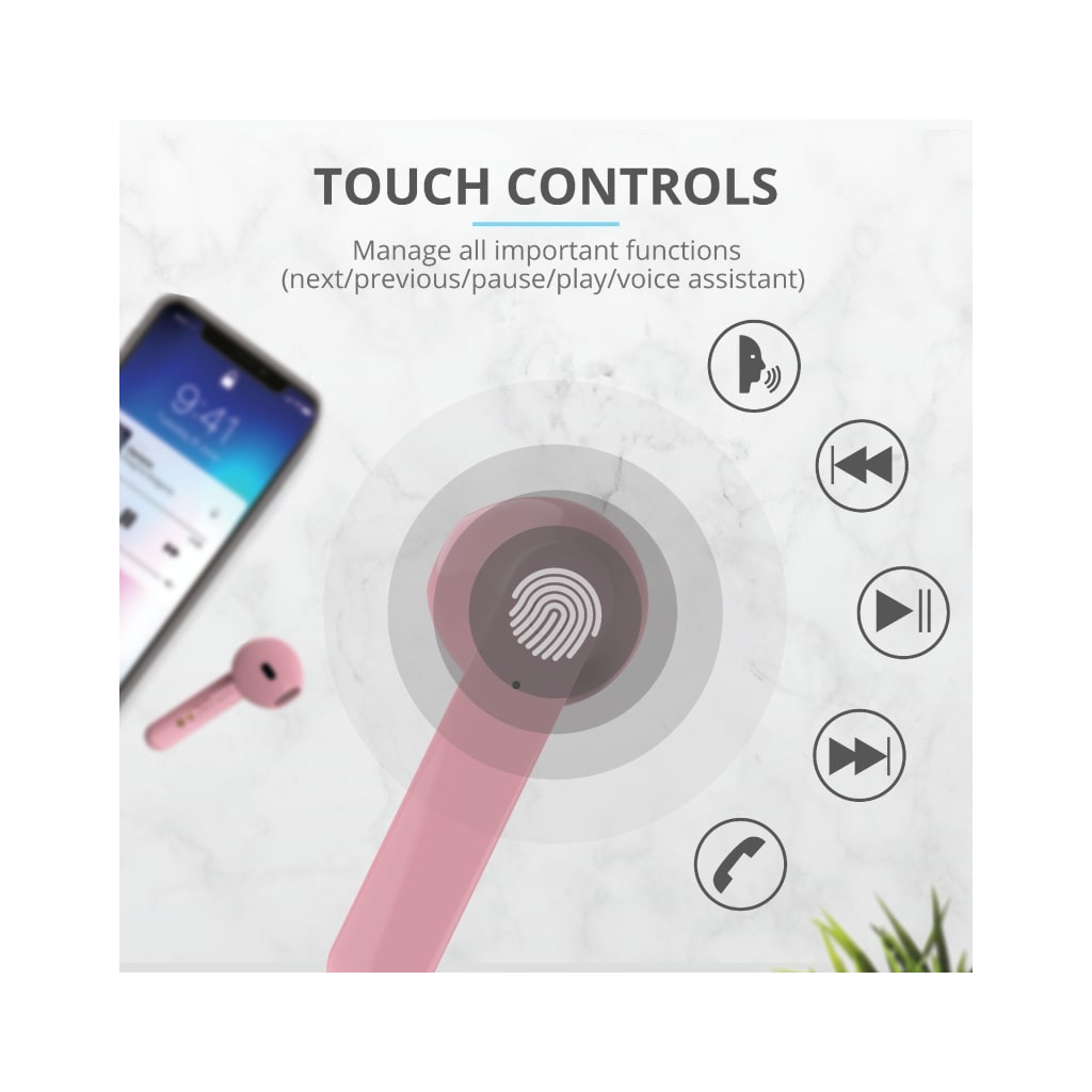 Навушники Trust Primo Touch True Wireless Mic Pink (23782) - зображення 11