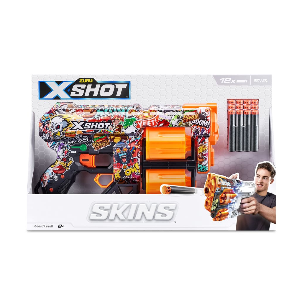 Іграшкова зброя Zuru X-Shot Швидкострільний бластер Skins Dread Sketch (12 патронів) (36517H) - зображення 4