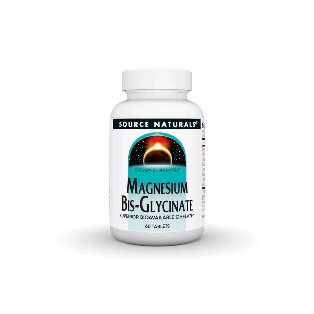 Мінерали Source Naturals Магній Бісгліцинат, Magnesium Bis-Glycinate, 60 таблеток (SN2131) - зображення 1