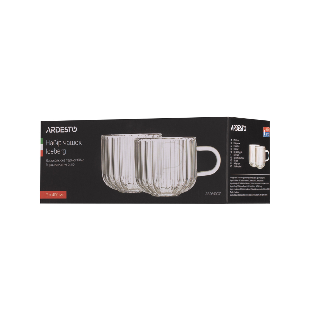Набір чашок Ardesto Iceberg A 400 мл 2 шт прозорий (AR2640GG) - изображение 3