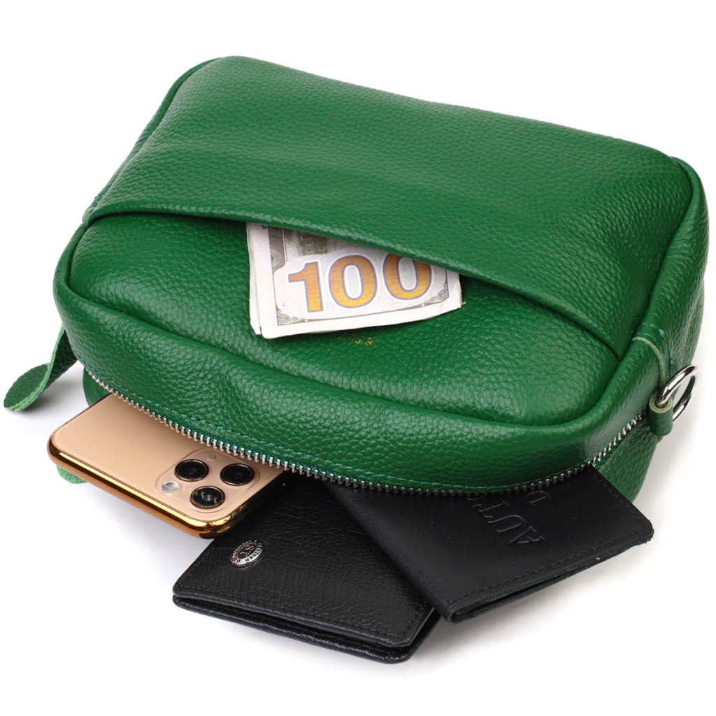 Сумка Vintage Жіноча на плече з натуральної шкіри Зелена (22120) - зображення 8