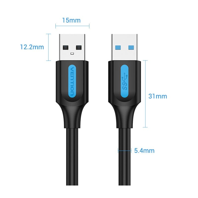 Кабель Vention USB - USB V 3.0 (M/M), 1 м, Black (CONBF) - изображение 6
