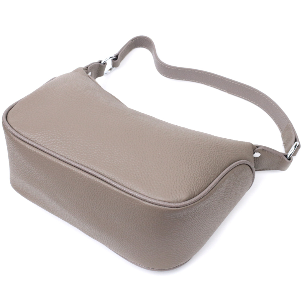 Сумка Vintage Шкіряна жіноча напівкруглого формату з однією ручкою Сіра (22412) - зображення 5