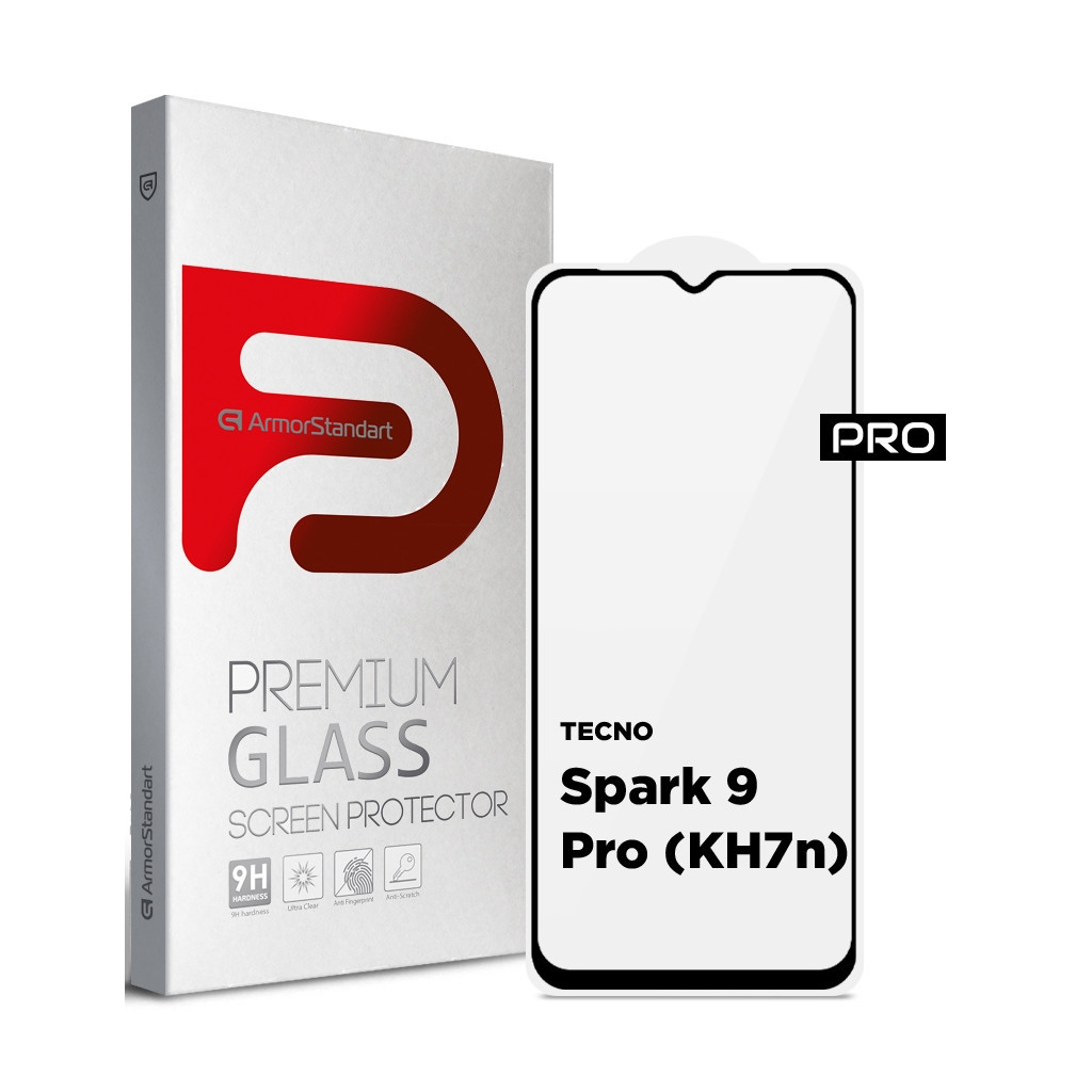 Скло захисне Armorstandart Pro TECNO Spark 9 Pro (KH7n) Black (ARM64652) - зображення 1