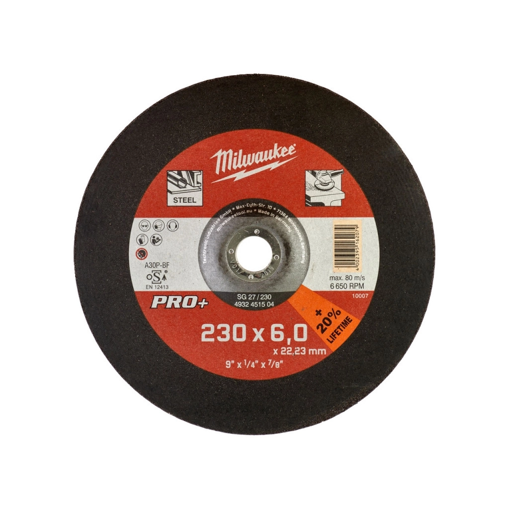 Круг зачистний Milwaukee по металу, SG 27/230х6 PRO+, 230мм (4932451504) - зображення 1