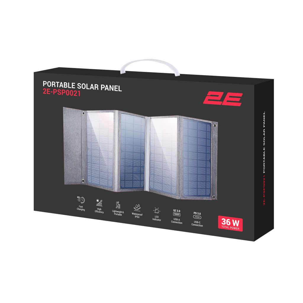 Портативна сонячна панель 2E Sun Panel 36W USB-С 20W, USB-A 18W (2E-PSP0021) - изображение 2