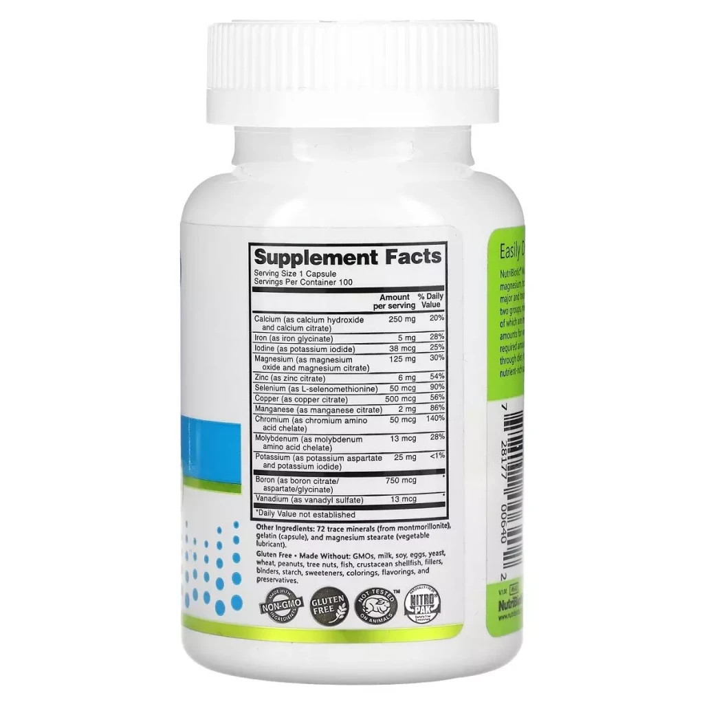 Вітамінно-мінеральний комплекс NutriBiotic Мультимінерали, Essentials, Multi Mineral, 100 капсул (NBC-00640) - зображення 2