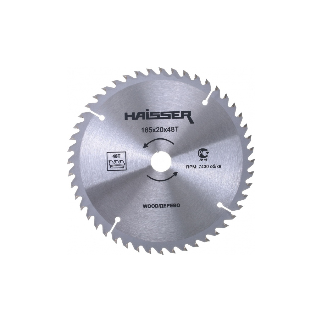 Диск пильний HAISSER по дереву - 185x20 48 зуб. (118492) - зображення 1