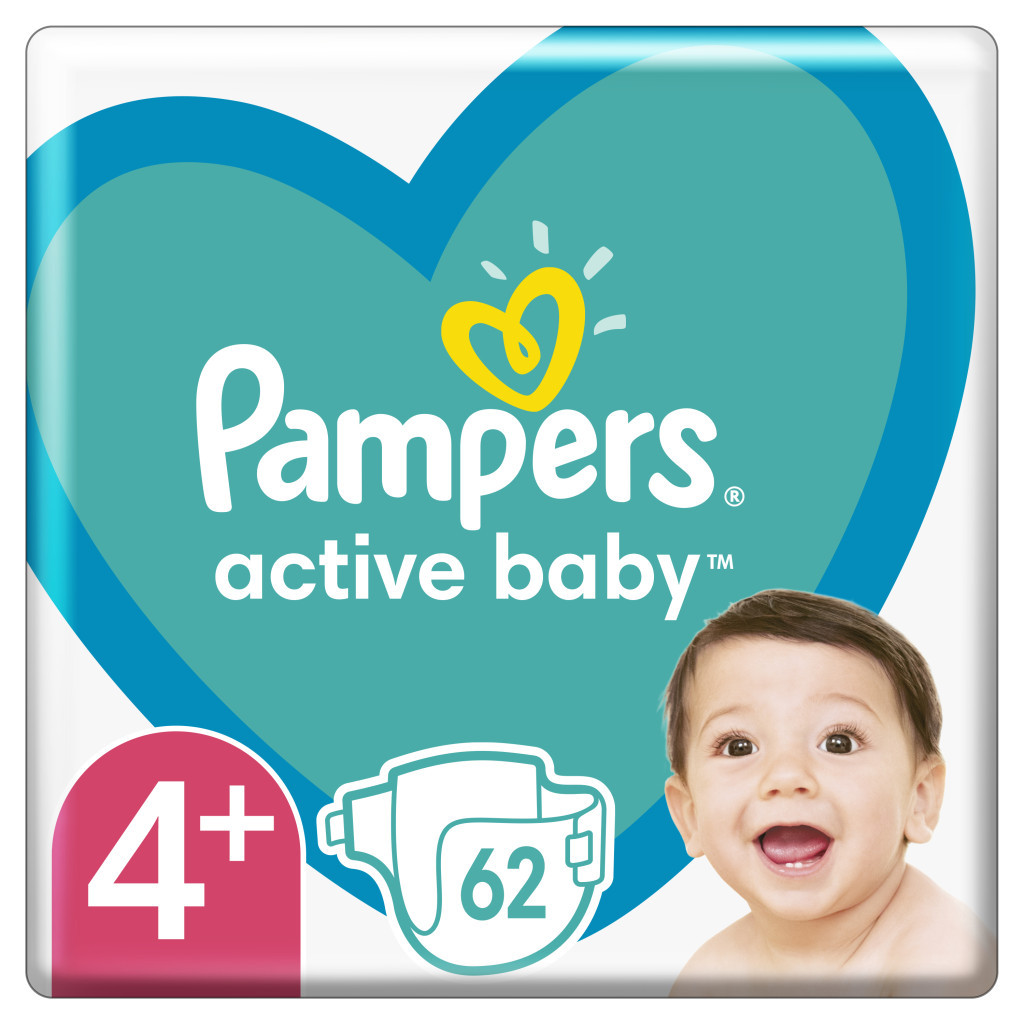 Підгузки Pampers Active Baby Maxi Plus Розмір 4+ (10-15 кг) 62 шт (8001090948335) - зображення 1