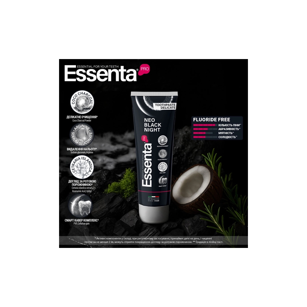 Зубна паста Essenta Pro Neo Black Night 75 мл (8031447500107) - зображення 4
