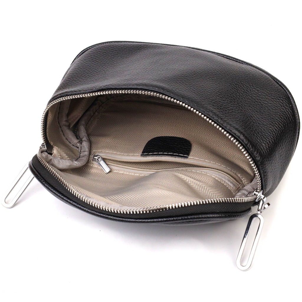 Сумка Vintage Напівкругла через плече з натуральної шкіри Чорна (22079) - зображення 6