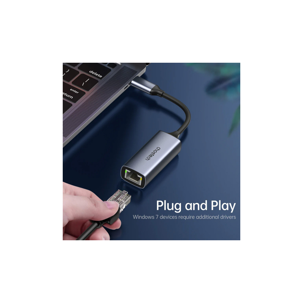 Адаптер USB-C to RJ45 Ethernet 2500Mbps Choetech (HUB-R02-GY-V1) - зображення 5