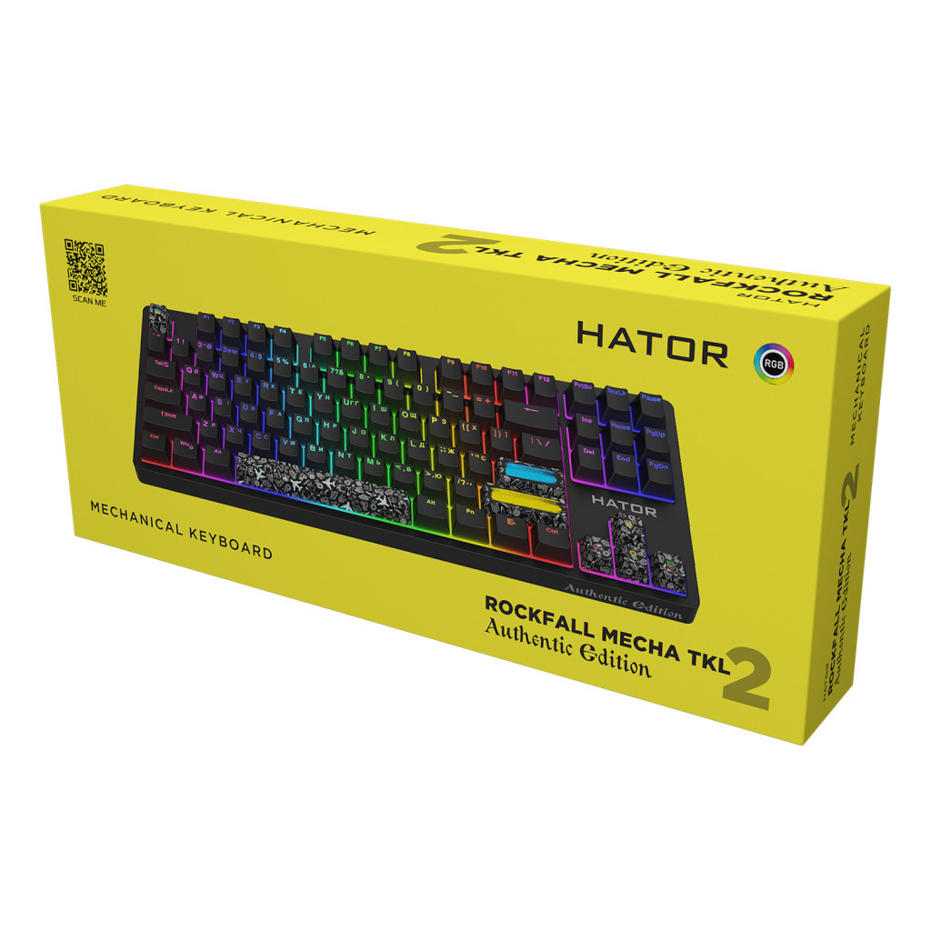 Клавіатура Hator Rockfall 2 Mecha TKL Authentic Edition Aurum Milky Way Silent USB Black (HTK-530) - зображення 6