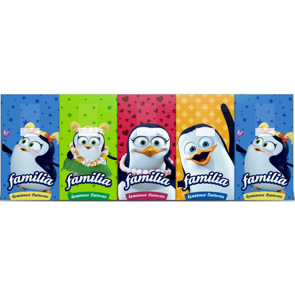 Серветки косметичні Familia 3 шари 10 пачок по 10 шт. (8690536063284) - изображение 1