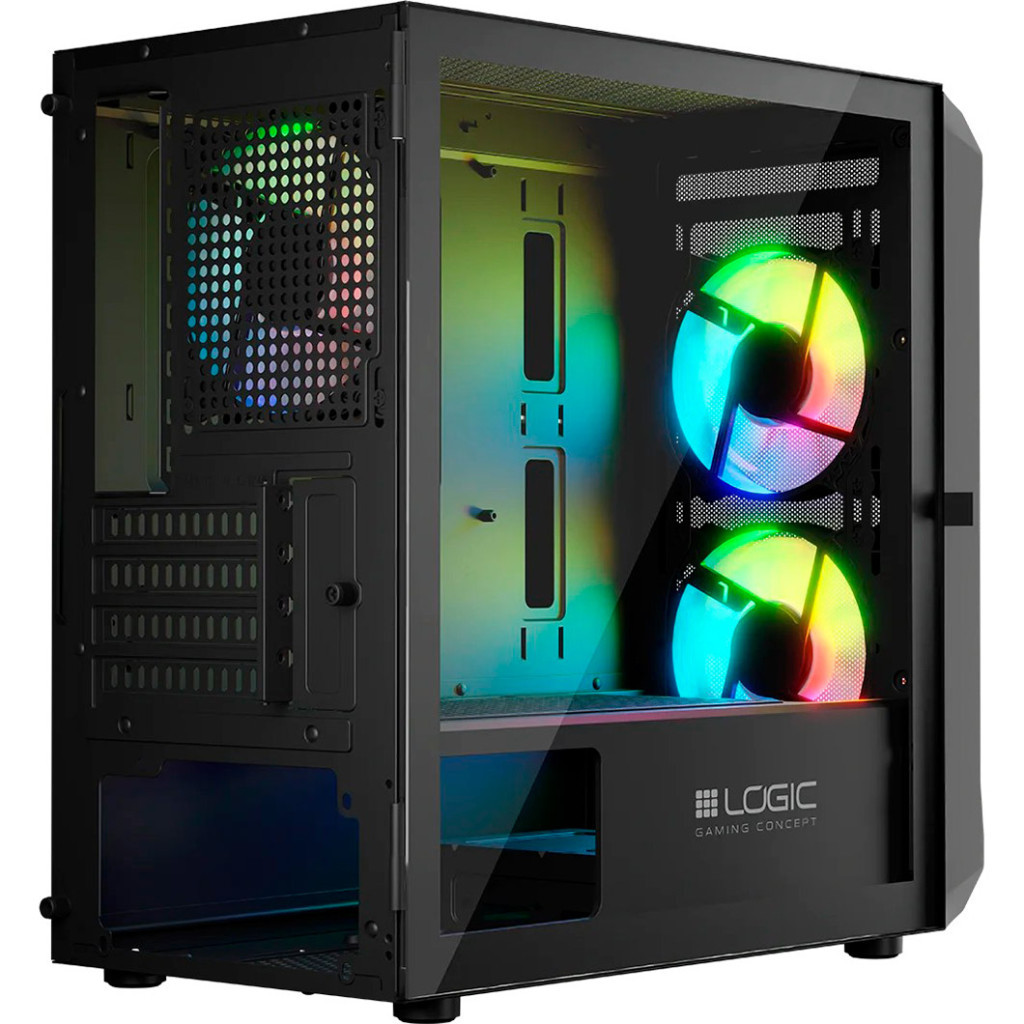 Корпус Logic concept PORTOS MESH+GLASS ARGB fans 3x120mm BLACK (AM-PORTOS-10-0000000-0002) - зображення 8
