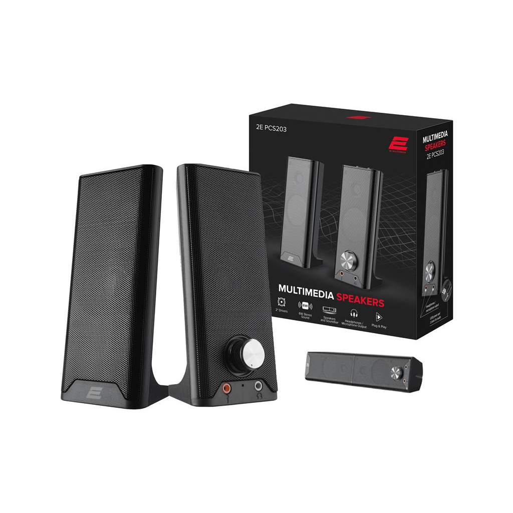 Акустична система 2E PCS203 USB Metal Black (2E-PCS203BK) - зображення 1