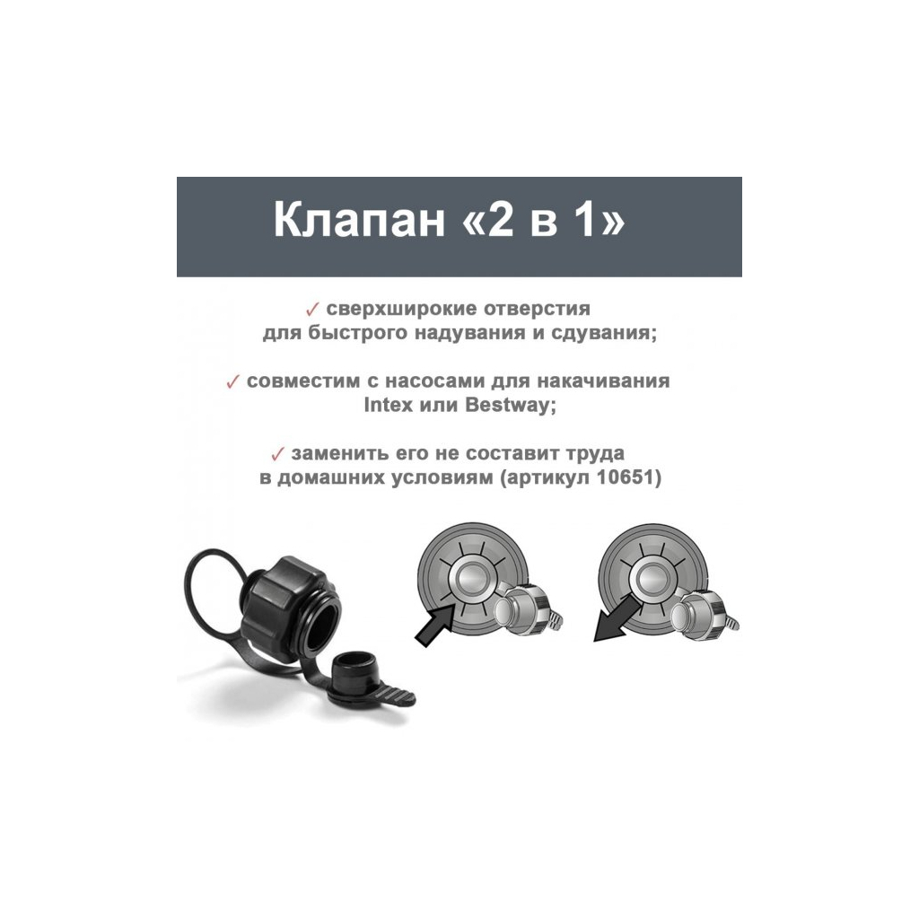 Матрац надувний Intex Dura-Beam велюр 183 х 203 х 25 см Чорний (64144) - изображение 6