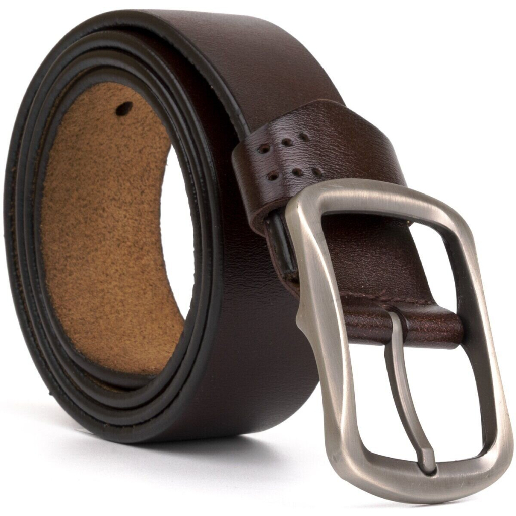 Ремінь Vintage Шкіряний з закругленою класичною пряжкою Коричневий (20230) - зображення 6