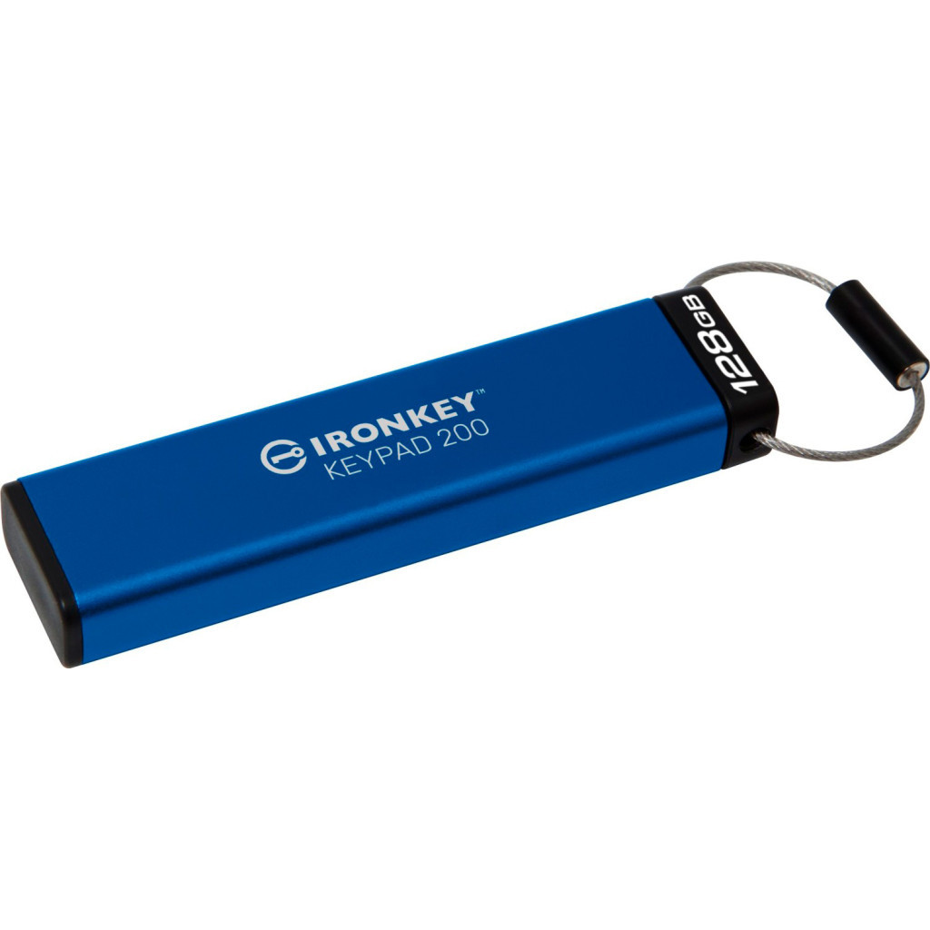 USB флеш накопичувач Kingston 128GB IronKey Keypad 200 AES-256 Encrypted Blue USB 3.2 (IKKP200/128GB) - зображення 4