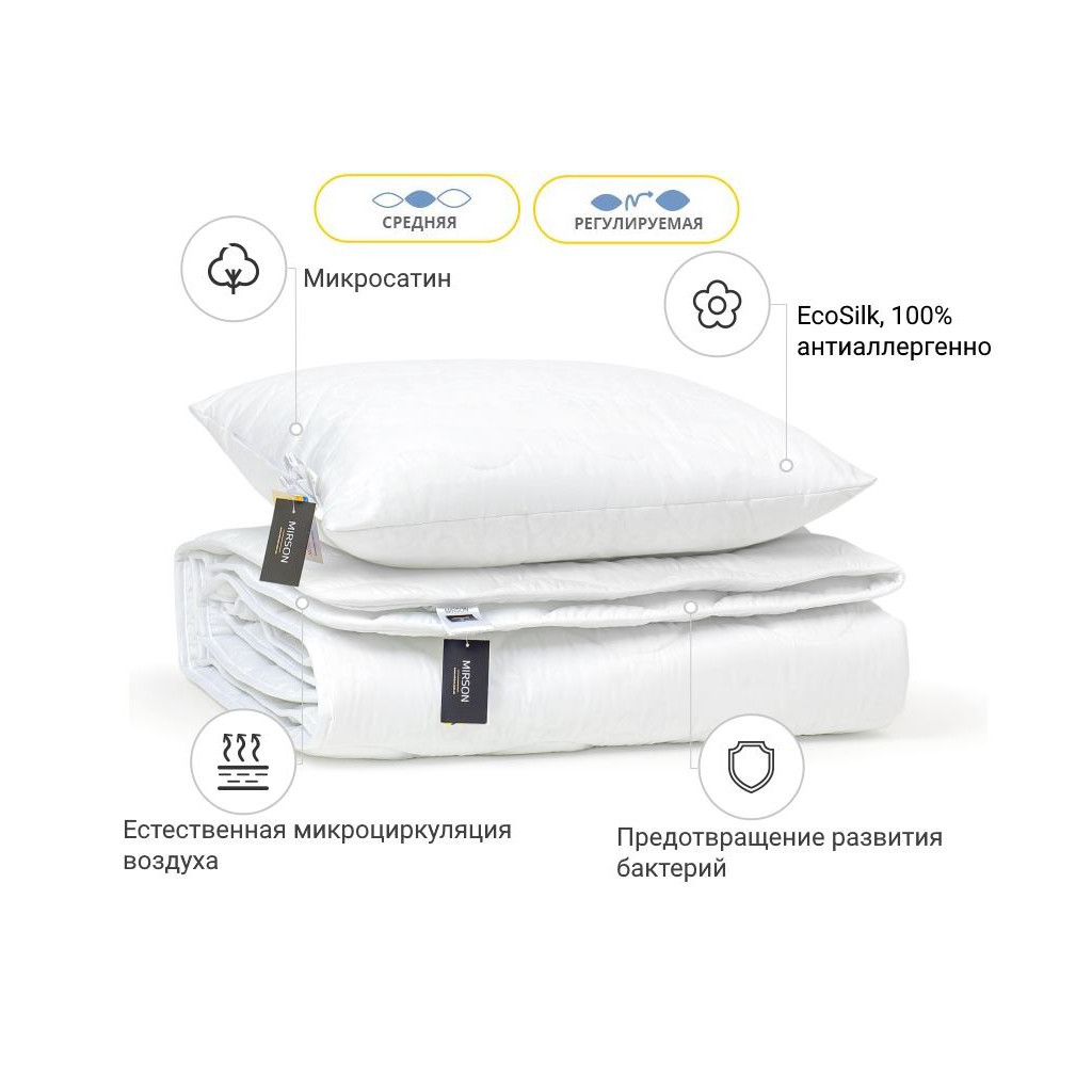 Ковдра MirSon Набір EcoSilk Всесезонний №1660 Eco Light White Ковдра + под (2200002654968) - зображення 2