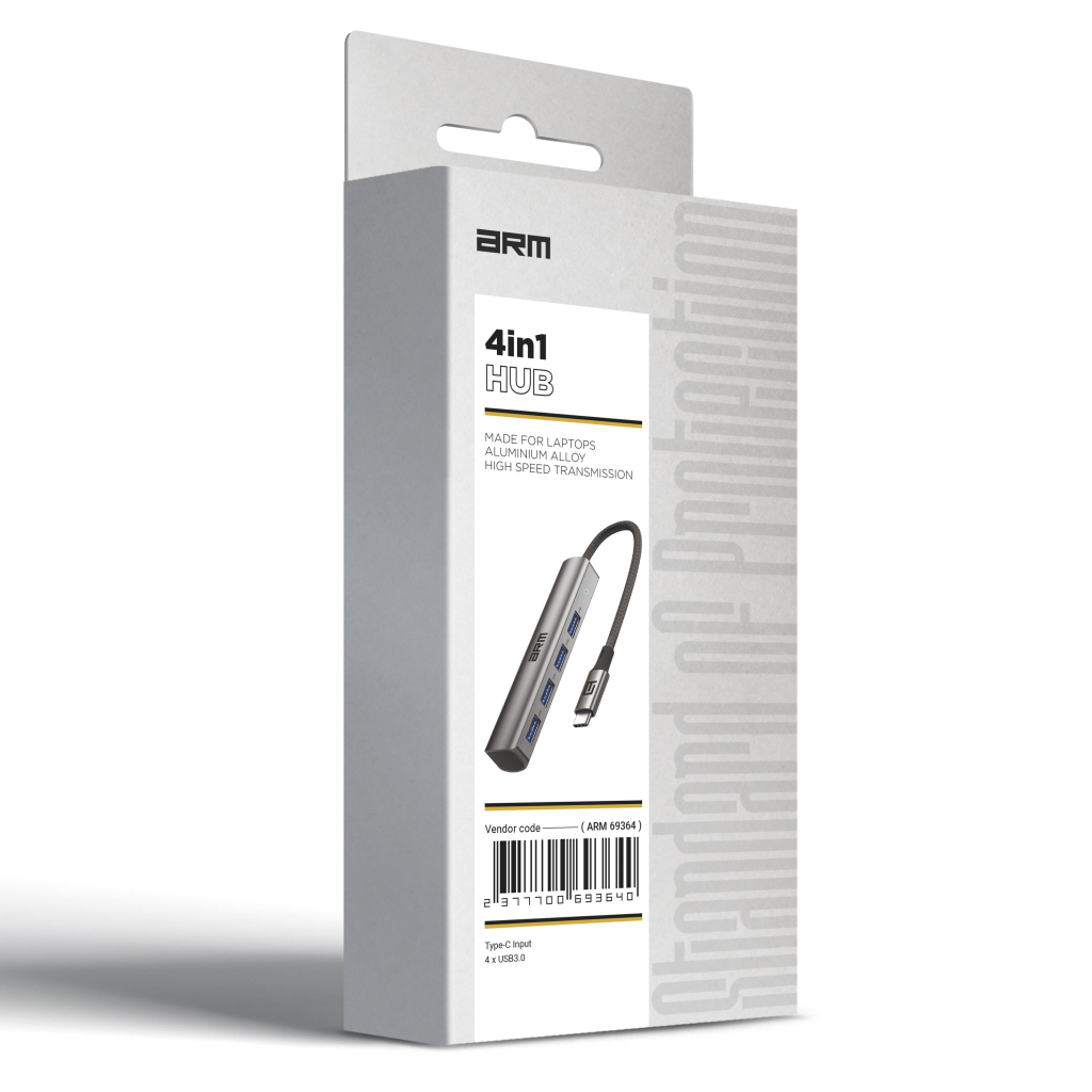 Концентратор Armorstandart USB-C to 4USB Grey (ARM69364) - зображення 4