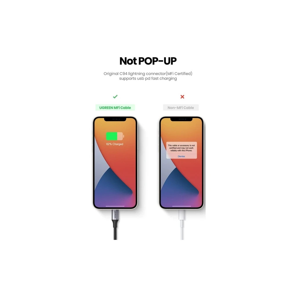 Дата кабель USB-C to Lightning 1.0m US304 MFI Black Ugreen (US304/60759) - зображення 7