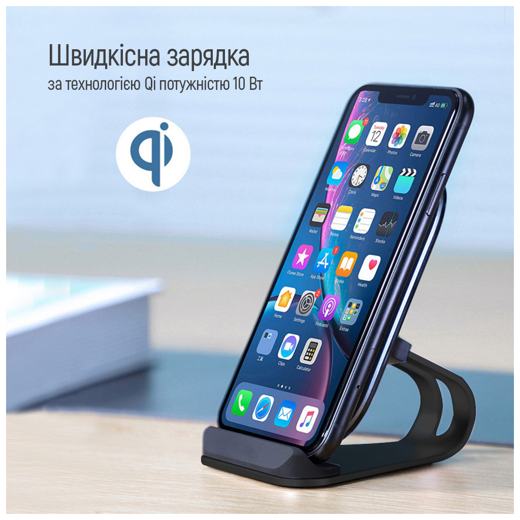 Зарядний пристрій ColorWay Wireless Stand 15W Black (CW-CHW31Q-BK) - зображення 7