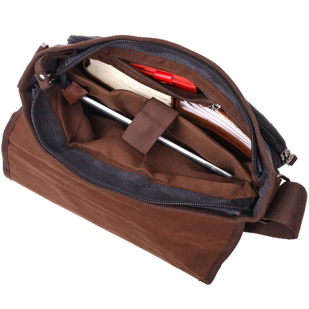 Сумка Vintage Через плече для ноутбука 13" із текстилю Чорна (22200) - зображення 7