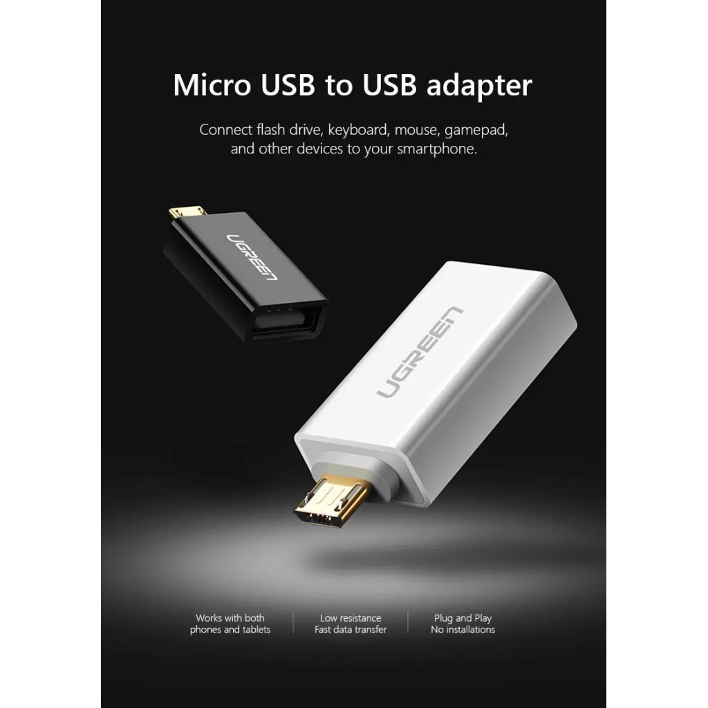 Перехідник OTG USB 2.0 AF to Micro 5P US195 white Ugreen (30529) - зображення 2