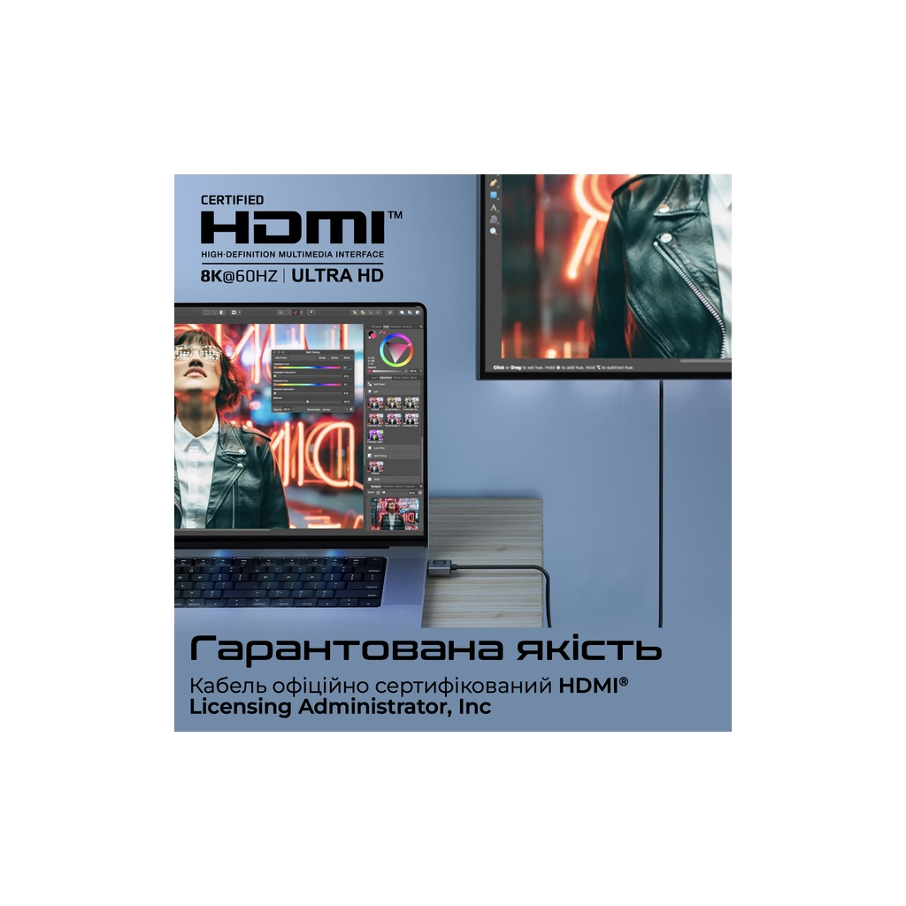 Кабель мультимедійний HDMI M to HDMI M 1.5m V2.1 grey Promate (primelink8k-150.grey) - изображение 7