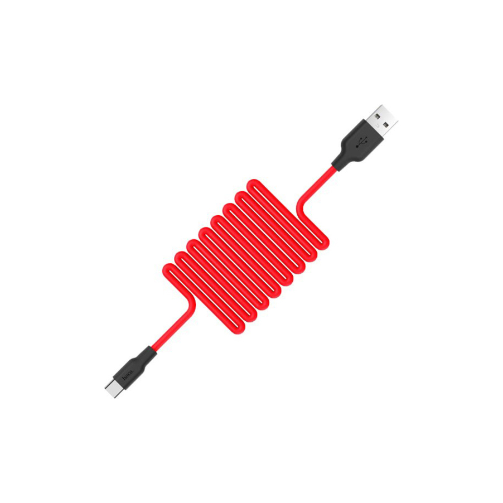 Дата кабель USB 2.0 AM to USB-C 1.0m 2A silicone X21 black+red HOCO (6957531071419) - зображення 2