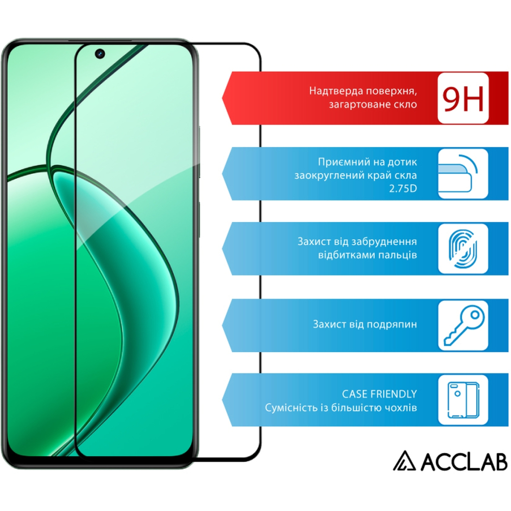 Скло захисне ACCLAB Full Glue Realme 12+ Black (1283126592454) - зображення 3