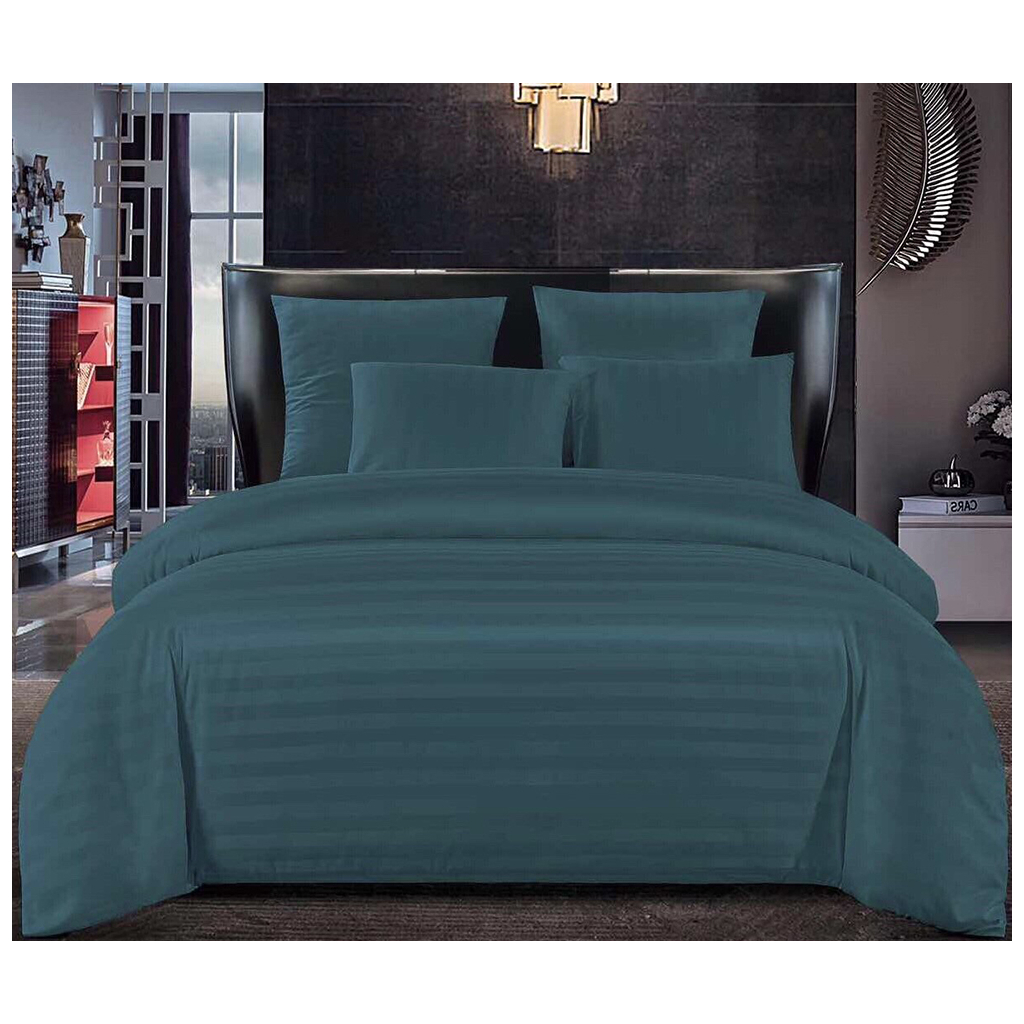 Постільна білизна ШЕМ Страйп-Сатин Бірюза полуторна 150 х 215 (1,5 Страйп-Сатин_Бірюза) - зображення 1