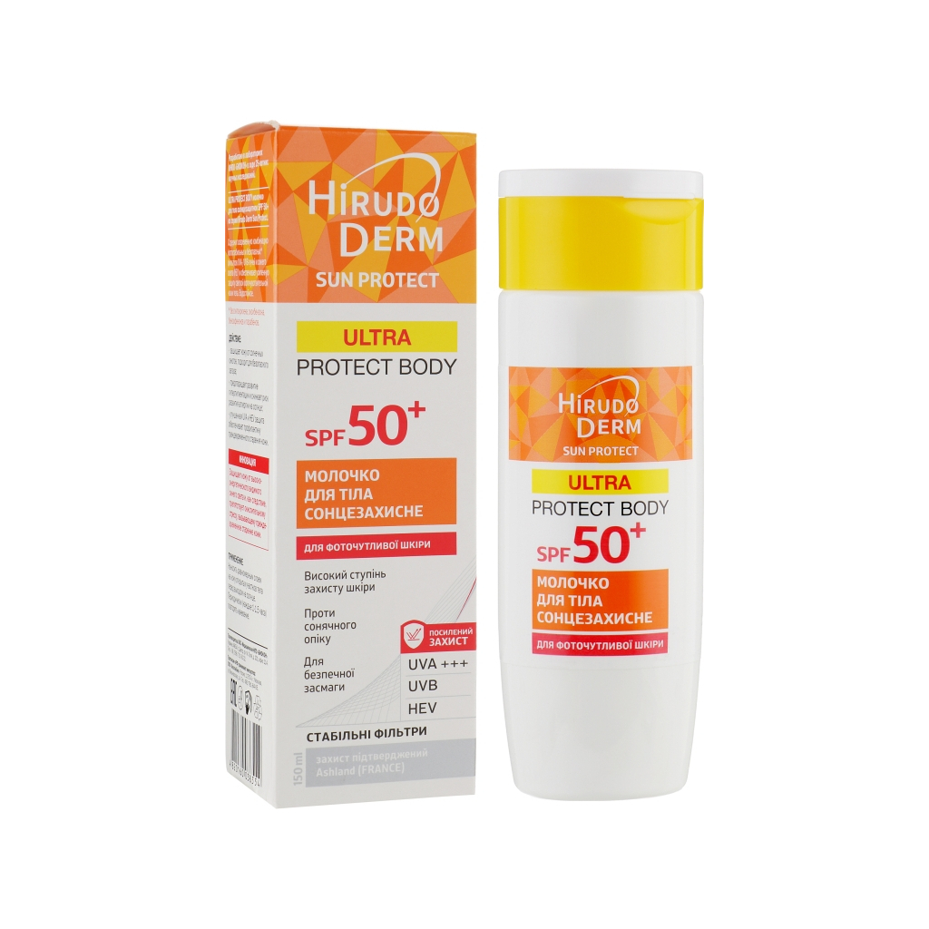 Засіб від засмаги Біокон Hirudo Derm Sun Protect Ultra Protect Body Сонцезахисне молочко для тіла SPF 50+ 150 мл (4820160038554) - зображення 1