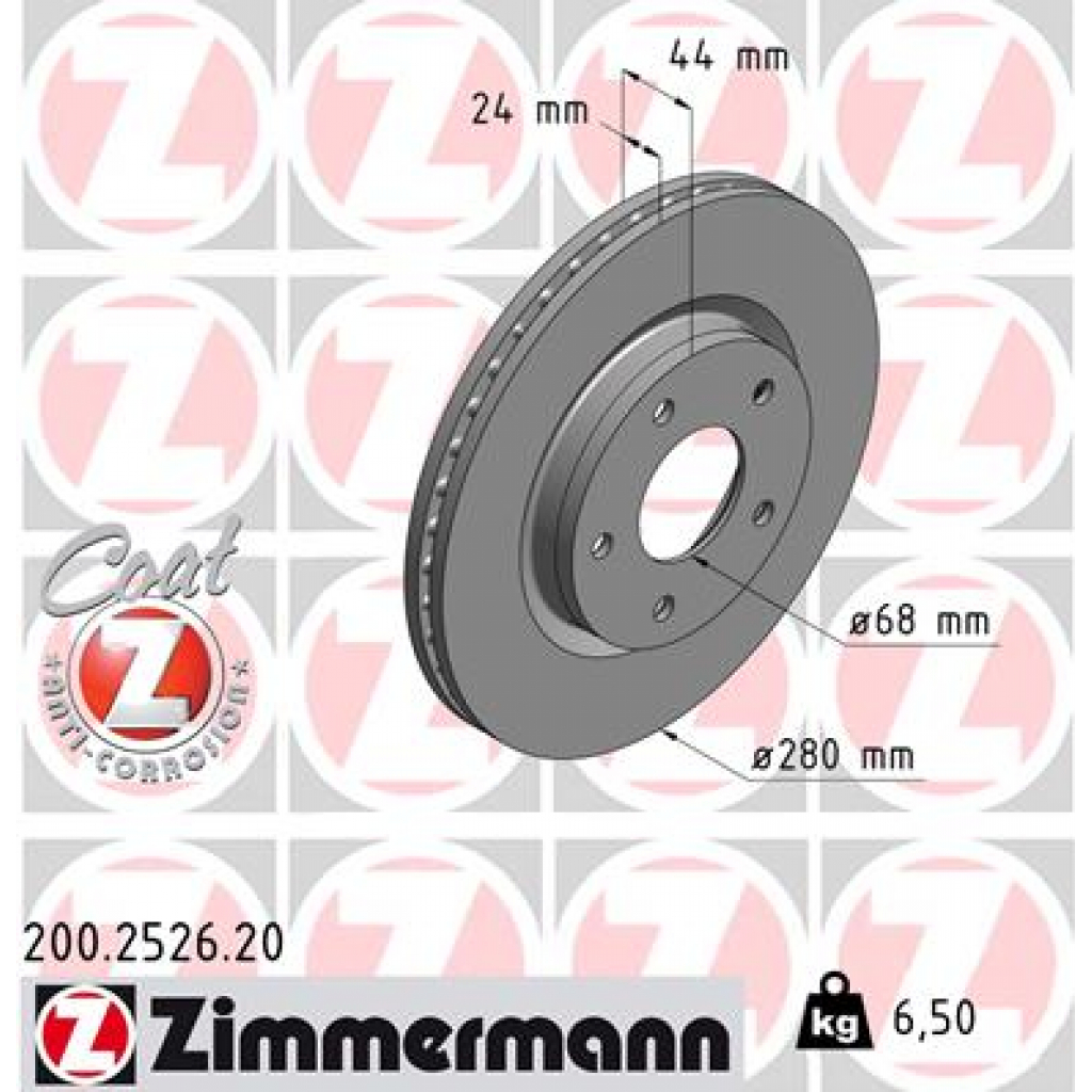 Гальмівний диск ZIMMERMANN 200.2526.20 - зображення 1